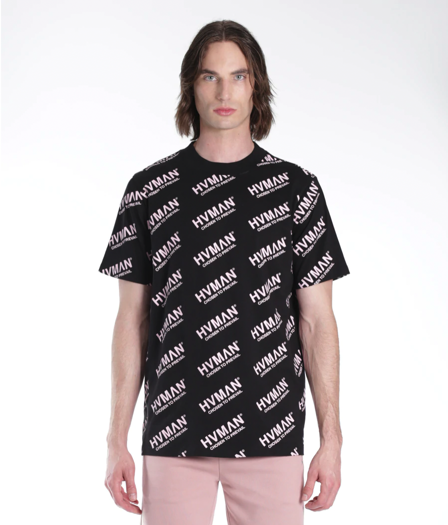 Novelty Repeat Tee (Black/Dusty Pink) /D10